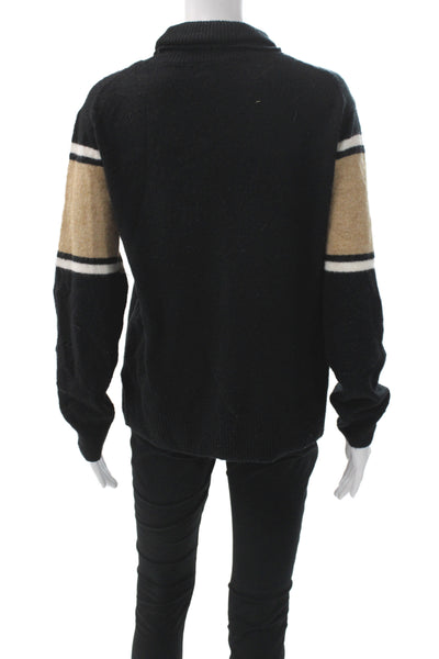 CeCe Unisex Black Mock Neck Ski Graphic Pullover Sweater Long Sleeve Size S