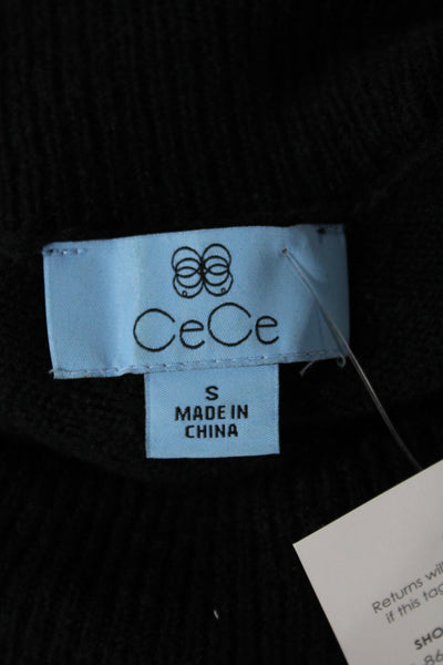 CeCe Unisex Black Mock Neck Ski Graphic Pullover Sweater Long Sleeve Size S