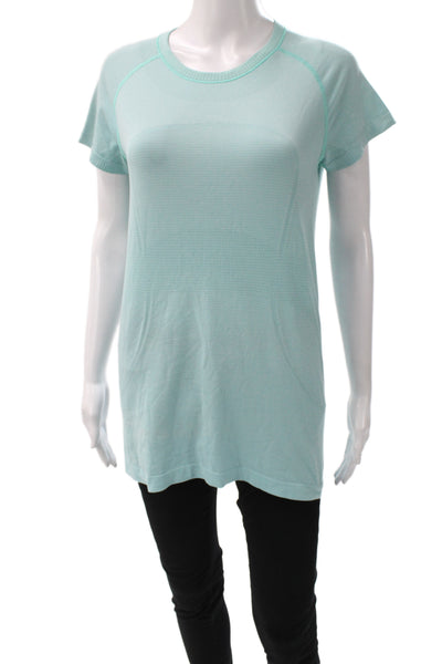 Lululemon Womens Tunic T-Shirt Light Blue Crew Neck Short Sleeve Size 10