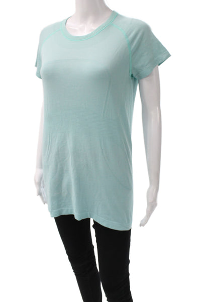 Lululemon Womens Tunic T-Shirt Light Blue Crew Neck Short Sleeve Size 10
