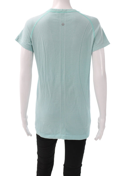 Lululemon Womens Tunic T-Shirt Light Blue Crew Neck Short Sleeve Size 10