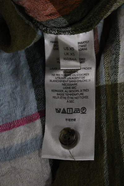 Pilcro Anthropologie Womens Shirt Dress Green Plaid Long Sleeve Size XS