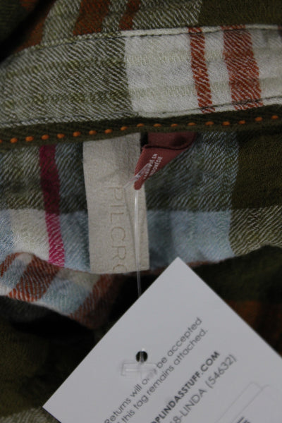Pilcro Anthropologie Womens Shirt Dress Green Plaid Long Sleeve Size XS