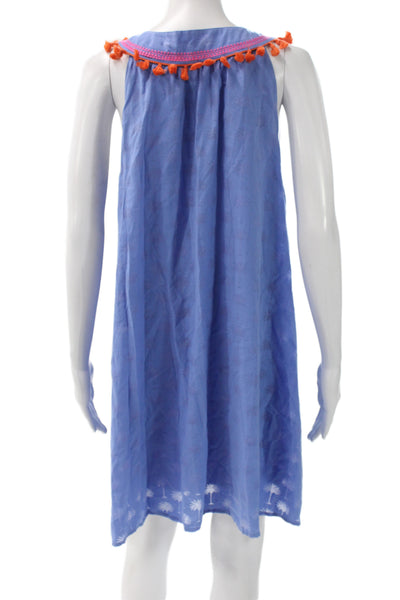 Vineyard Vines Women Kaftan Sundress Blue V Neck Sleeveless Short Dress Size M