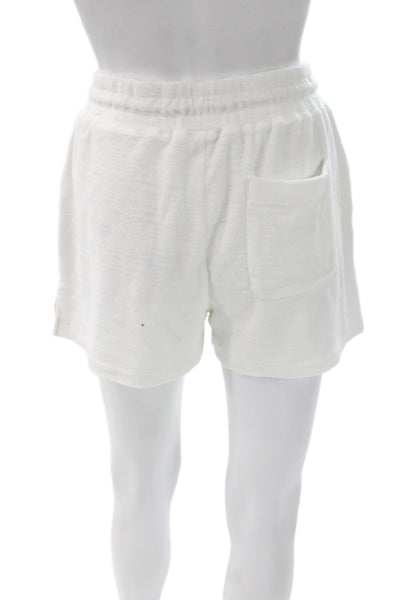Faherty Unisex Sweat Shorts White Cotton Drawstring Size S