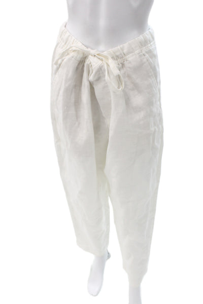 Zara Mens Pants White Linen Drawstring Beach Spring Size M