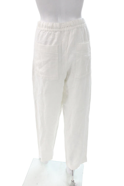 Zara Mens Pants White Linen Drawstring Beach Spring Size M