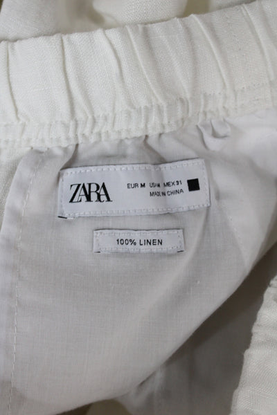 Zara Mens Pants White Linen Drawstring Beach Spring Size M
