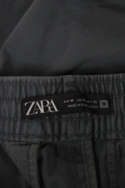 Zara Mens Dark Gray Cotton Jogger Sweatpants Drawstring Army Fall Size M
