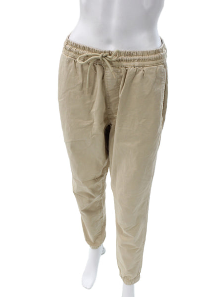 Zara Mens Jogger Khakis Beige Cotton Drawstring Solid Size M