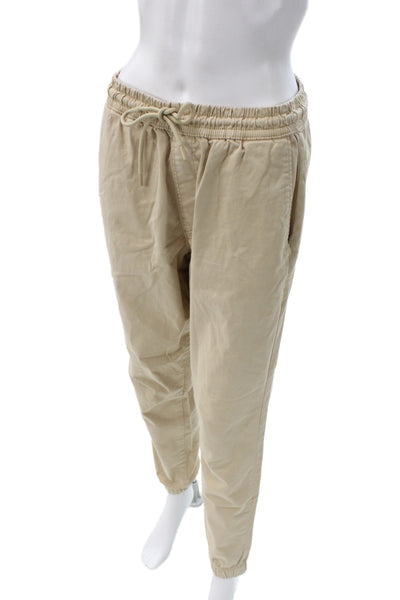 Zara Mens Jogger Khakis Beige Cotton Drawstring Solid Size M