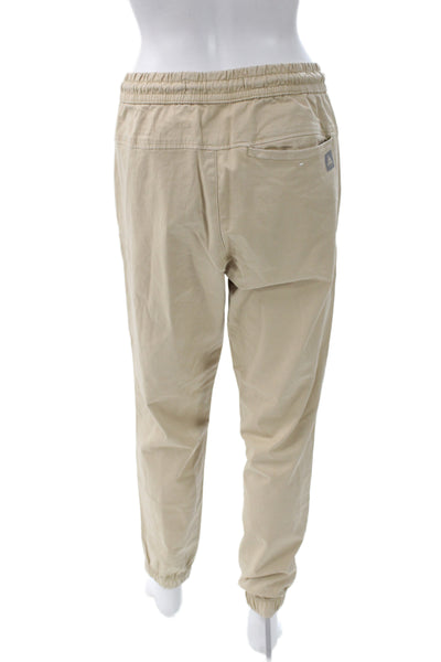 Zara Mens Jogger Khakis Beige Cotton Drawstring Solid Size M