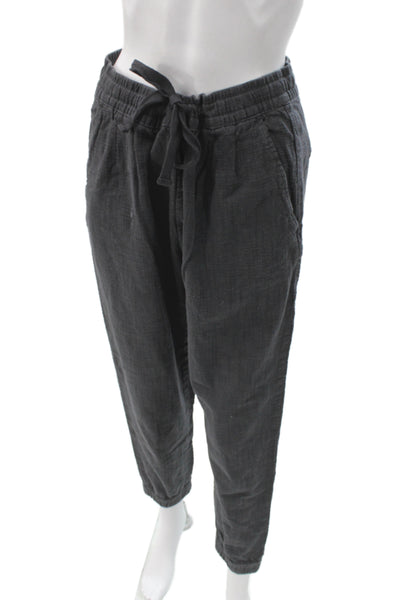 Zara Unisex Dark Gray Cotton Linen Jogger Sweatpants Drawstring Size M
