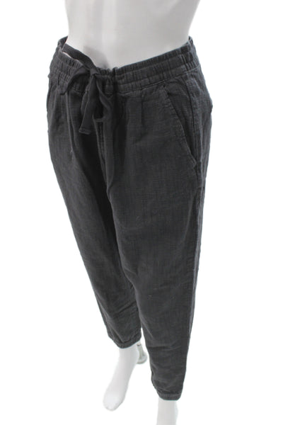 Zara Unisex Dark Gray Cotton Linen Jogger Sweatpants Drawstring Size M