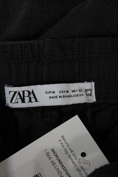 Zara Unisex Dark Gray Cotton Linen Jogger Sweatpants Drawstring Size M