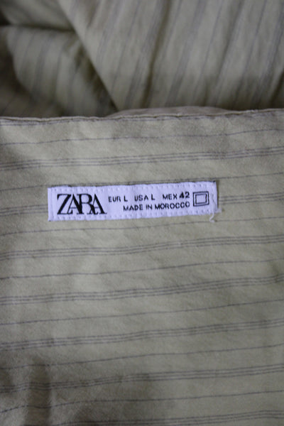 Zara Men's Long Sleeves Button Down Striped Shirt Size L