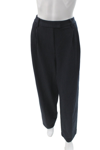 Rag & Bone Womens Striped Pleated Front Pant Suit Navy Blue Size Small/Medium