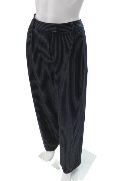 Rag & Bone Womens Striped Pleated Front Pant Suit Navy Blue Size Small/Medium