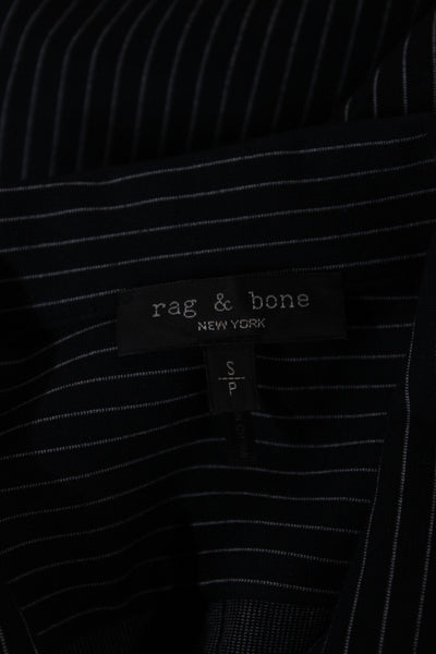 Rag & Bone Womens Striped Pleated Front Pant Suit Navy Blue Size Small/Medium
