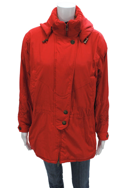 Obermeyer Women Parka Red Ski High Neck Button Long Sleeve Petite Size 6