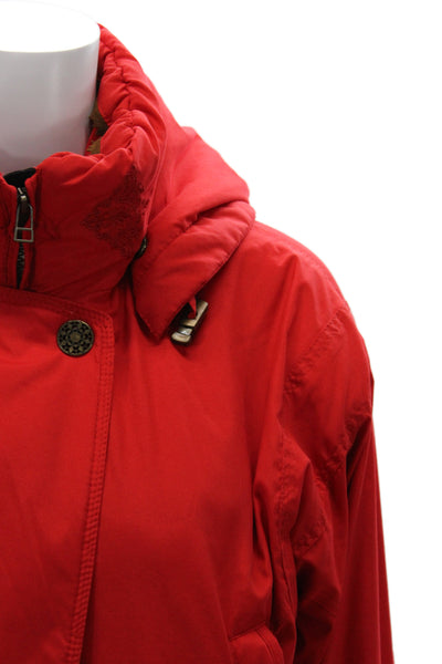 Obermeyer Women Parka Red Ski High Neck Button Long Sleeve Petite Size 6