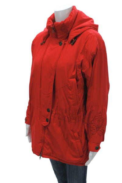 Obermeyer Women Parka Red Ski High Neck Button Long Sleeve Petite Size 6