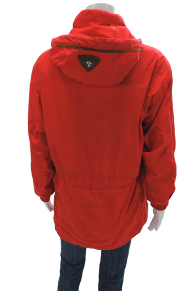 Obermeyer Women Parka Red Ski High Neck Button Long Sleeve Petite Size 6