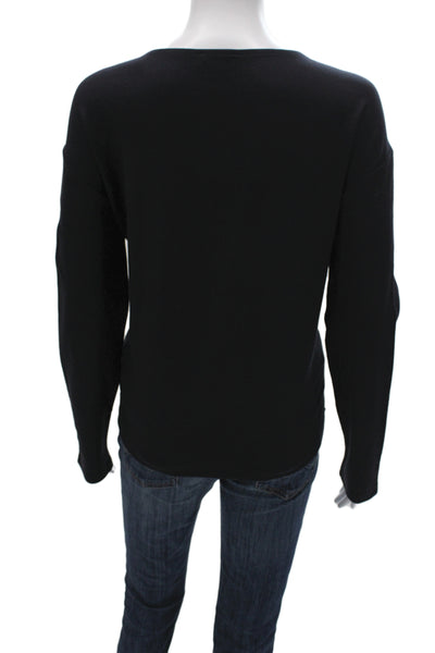 Gerry Weber Womens Basic Jersey Floral Round Neck Long Sleeve Top Black Size 8