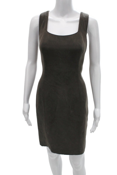 Dana Buchman Womens Sheath Dress Brown Silk Square Neck Knee-Length Size 10