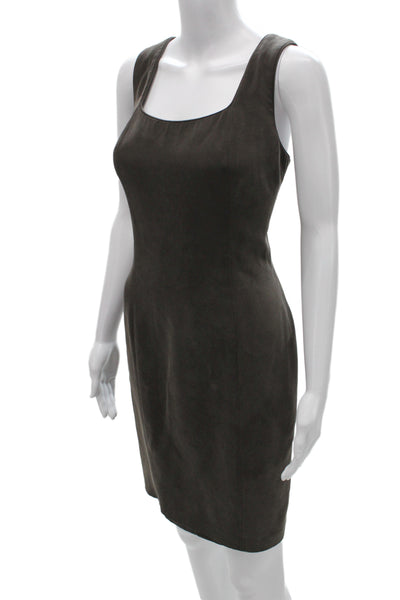 Dana Buchman Womens Sheath Dress Brown Silk Square Neck Knee-Length Size 10