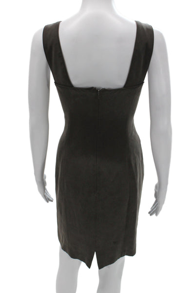 Dana Buchman Womens Sheath Dress Brown Silk Square Neck Knee-Length Size 10