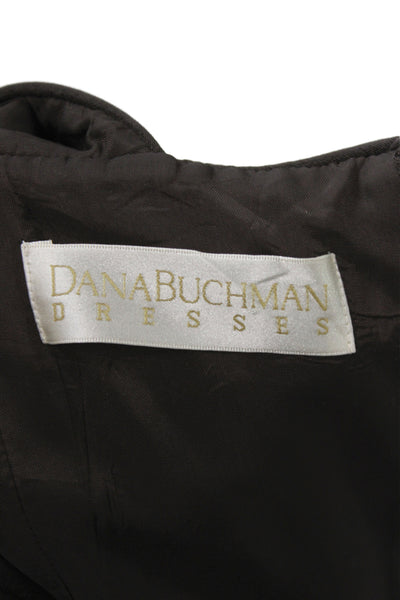 Dana Buchman Womens Sheath Dress Brown Silk Square Neck Knee-Length Size 10