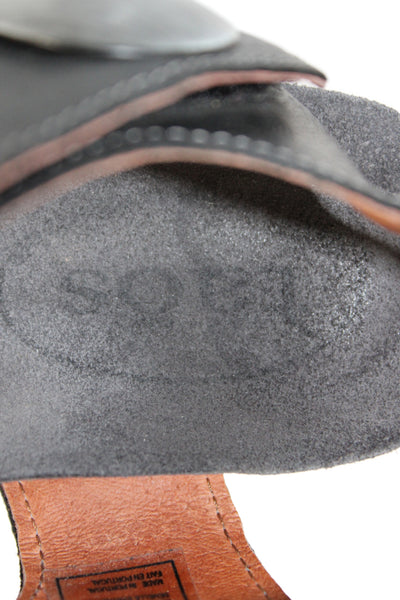 Taos Footwear Womens Wedge Heel Leather Ankle Strap Sandals Black Size 37