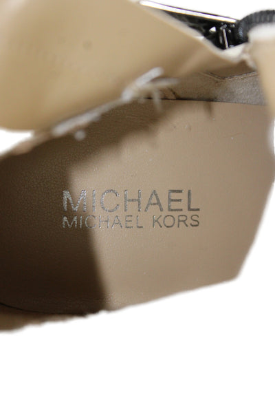 Michael Michael Kors Womens Block Heel Studded Cap Toe Booties White Size 5.5M