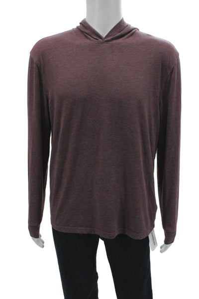 J Crew Mens Pullover Hoodie Brown Solid Long Sleeve Cotton Polyester Size M