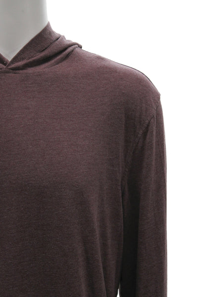 J Crew Mens Pullover Hoodie Brown Solid Long Sleeve Cotton Polyester Size M