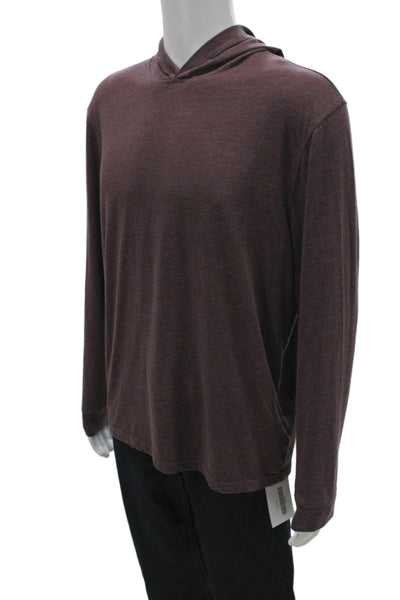J Crew Mens Pullover Hoodie Brown Solid Long Sleeve Cotton Polyester Size M
