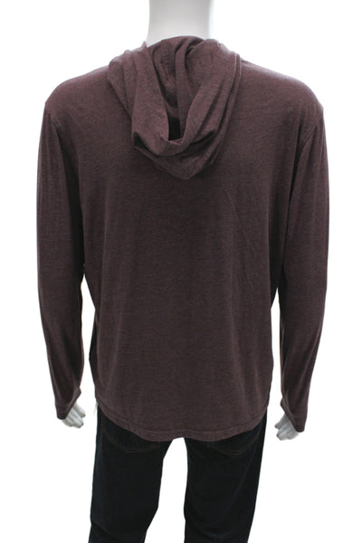 J Crew Mens Pullover Hoodie Brown Solid Long Sleeve Cotton Polyester Size M