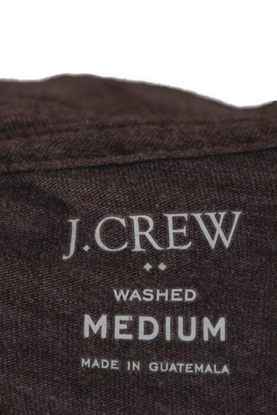 J Crew Mens Pullover Hoodie Brown Solid Long Sleeve Cotton Polyester Size M