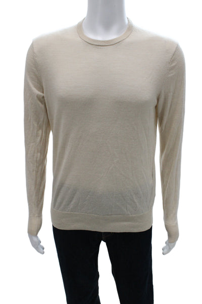 Uniqlo Mens Beige Wool Pullover Sweater Crew Neck Long Sleeve Size S