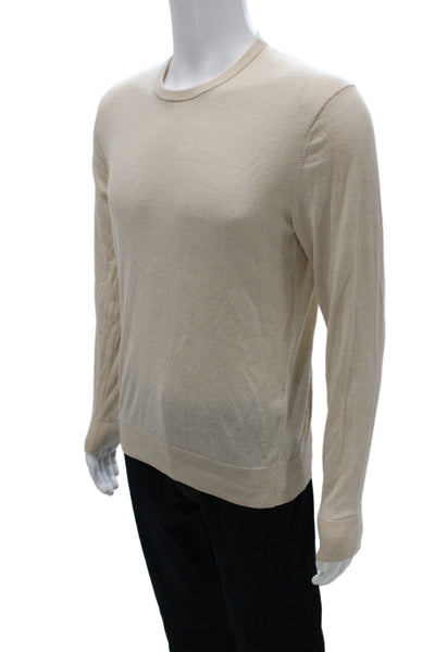 Uniqlo Mens Beige Wool Pullover Sweater Crew Neck Long Sleeve Size S