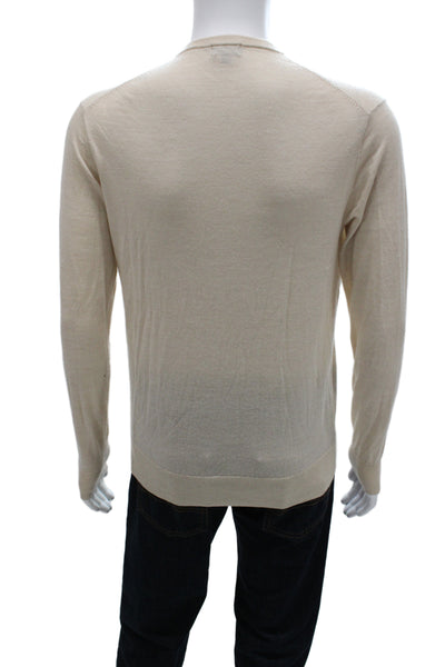 Uniqlo Mens Beige Wool Pullover Sweater Crew Neck Long Sleeve Size S