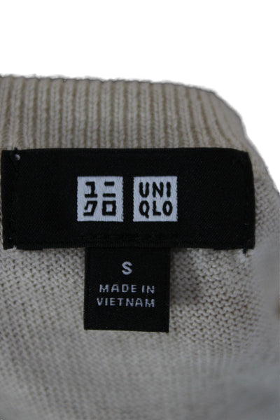 Uniqlo Mens Beige Wool Pullover Sweater Crew Neck Long Sleeve Size S