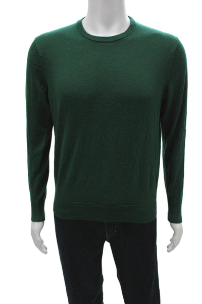 Uniqlo Mens Pullover Sweater Crew Neck 100% Wool Green Size S