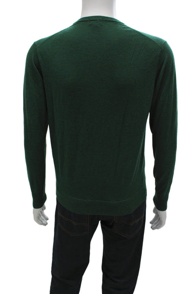 Uniqlo Mens Pullover Sweater Crew Neck 100% Wool Green Size S