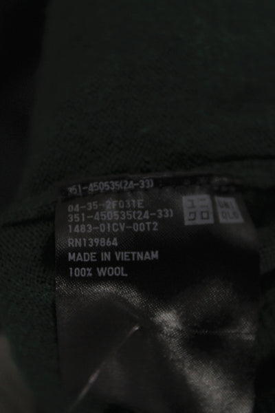 Uniqlo Mens Pullover Sweater Crew Neck 100% Wool Green Size S