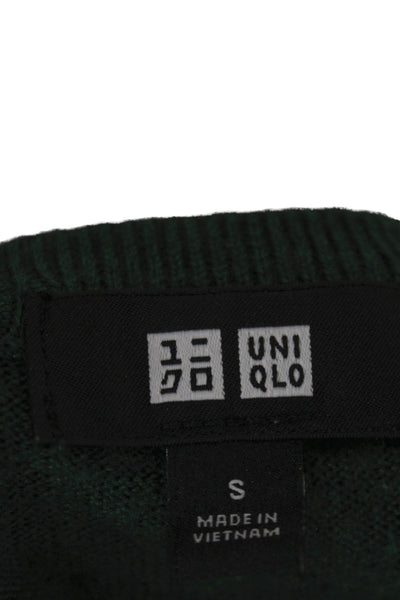 Uniqlo Mens Pullover Sweater Crew Neck 100% Wool Green Size S