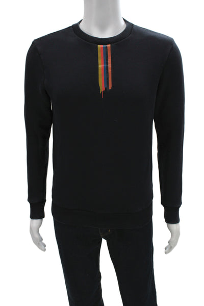 Paul Smith Mens Pullover Sweatshirt Black 100% Cotton Crew Neck Size S