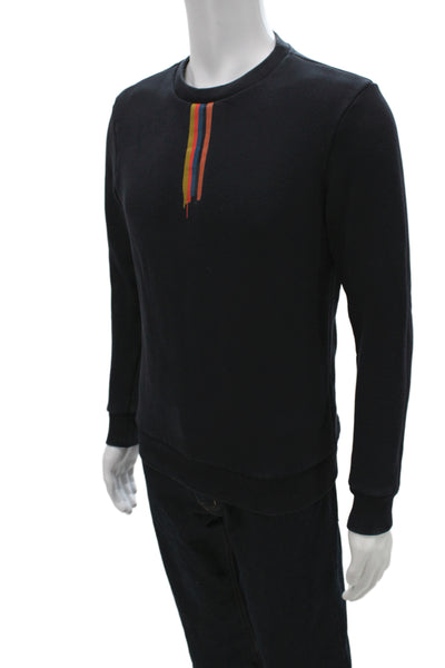 Paul Smith Mens Pullover Sweatshirt Black 100% Cotton Crew Neck Size S