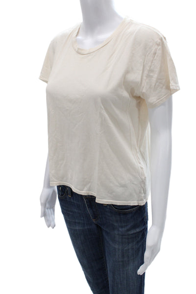 Perfect White Tee Womens Basic Crew Neck Short Sleeve Beige 100% Cotton Size XS